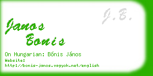 janos bonis business card