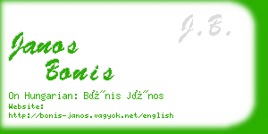 janos bonis business card